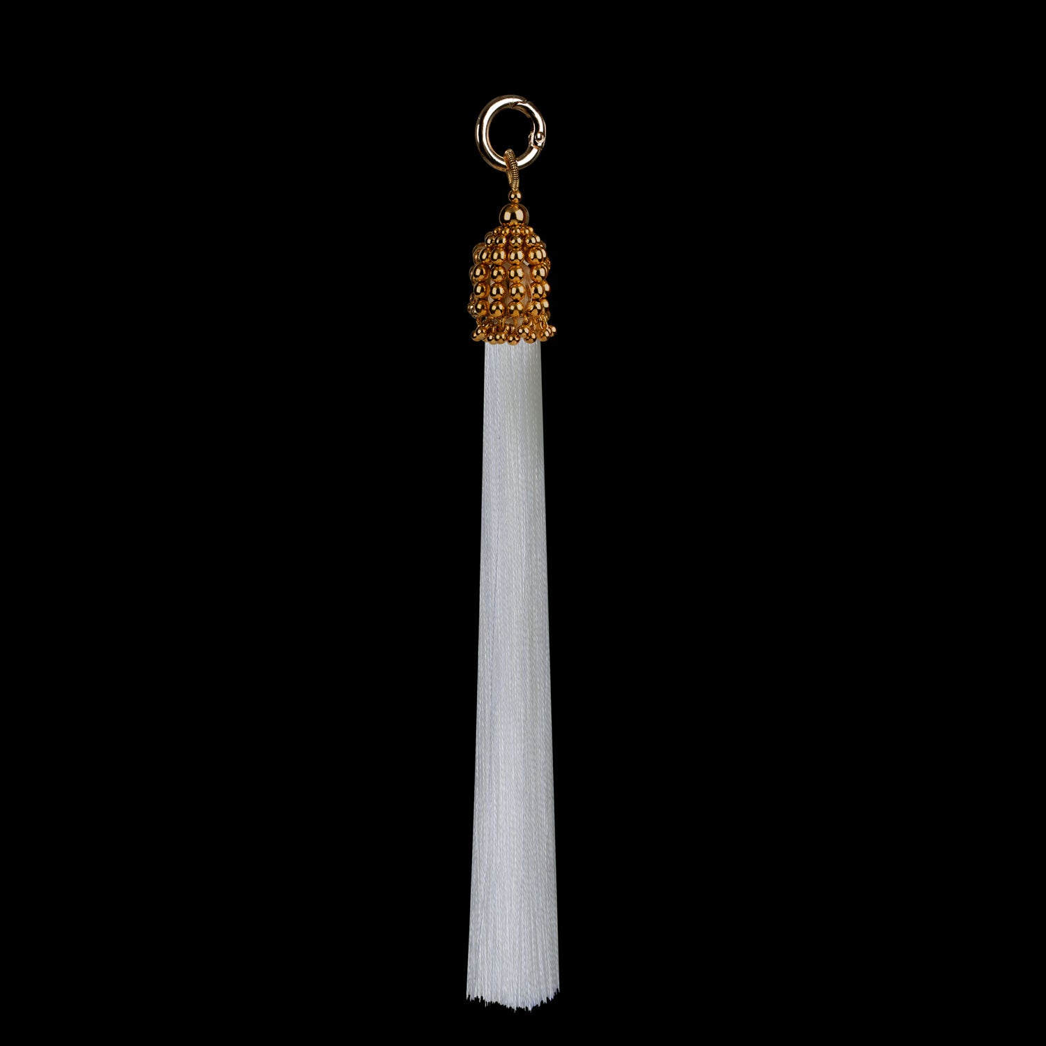 11" White Tassel with Gold Cap