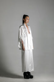 Mineko Short Silk Kimono, White