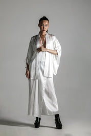 Mineko Short Silk Kimono, White