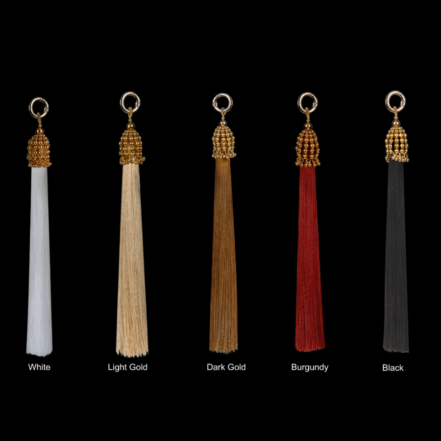 11" Gold Cap Polyester Tassel - 5 color variations