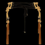 Object & Dawn Amaya Modular belt with tassels in gold, modular fashion, ghost image back view
