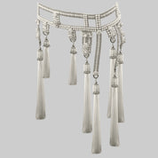 Amaya Garter Belt in Pearl with Tassels