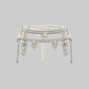 Object & Dawn Amaya Modular belt in pearl, modular fashion, ghost image front view without tassels
