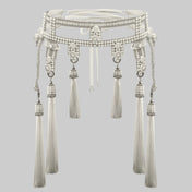 Object & Dawn Beaded Amaya Modular Belt in pearl, modular fashion, ghost image front view