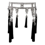 Object & Dawn Beaded Amaya Modular Belt in silver with tassel silver-black, modular fashion, ghost image side view 