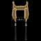 Decorative gold beaded harness with mirror accents and 11-inch tassels on a black background