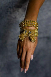 Object & Dawn ghost images of Amaya Bow band 22k gold wash front view front image