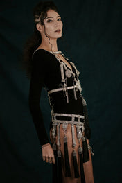 object and dawn modular beaded harness and belt silver fr object and dawn side view