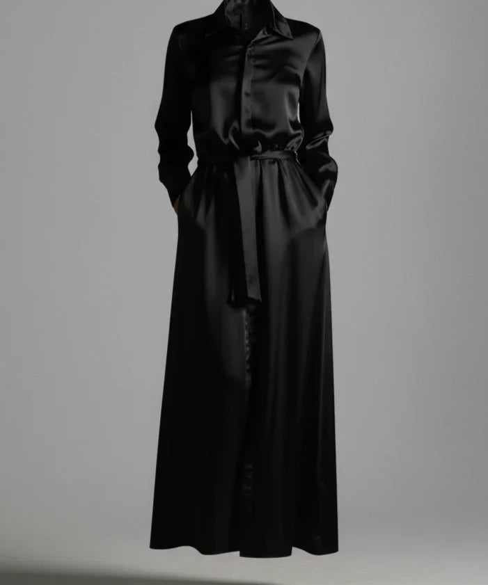 luxury anais shirt dress black on neutral background by object and dawn