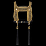 Artemisia Mesh Top – Luxury Beaded Harness with 4 Removable Tassels - 22K Gold Wash | Best Seller