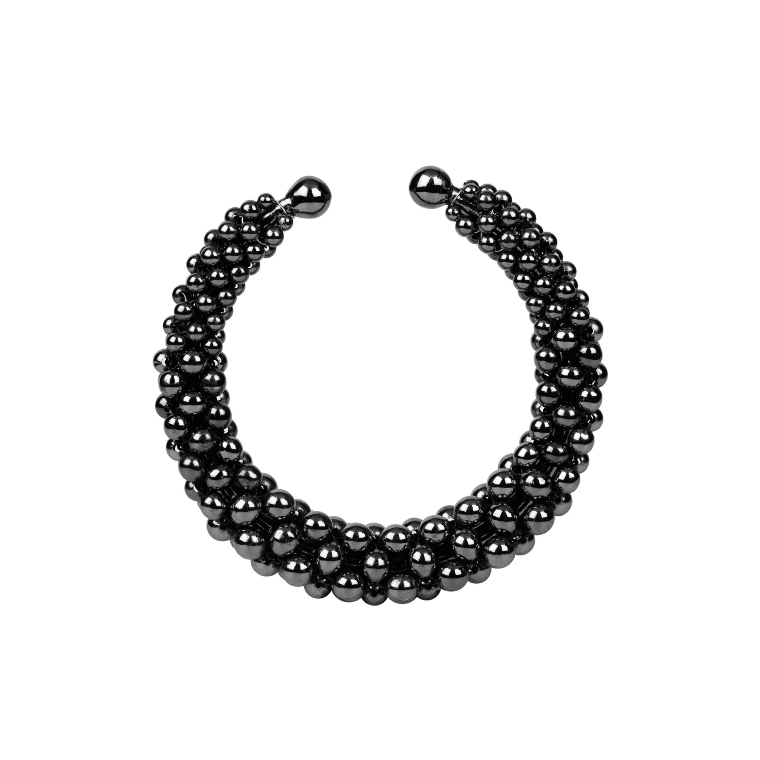 handcrafted modular cuff with polymer metal beads artemisia orbit supple cuff in jet black by Object&Dawn