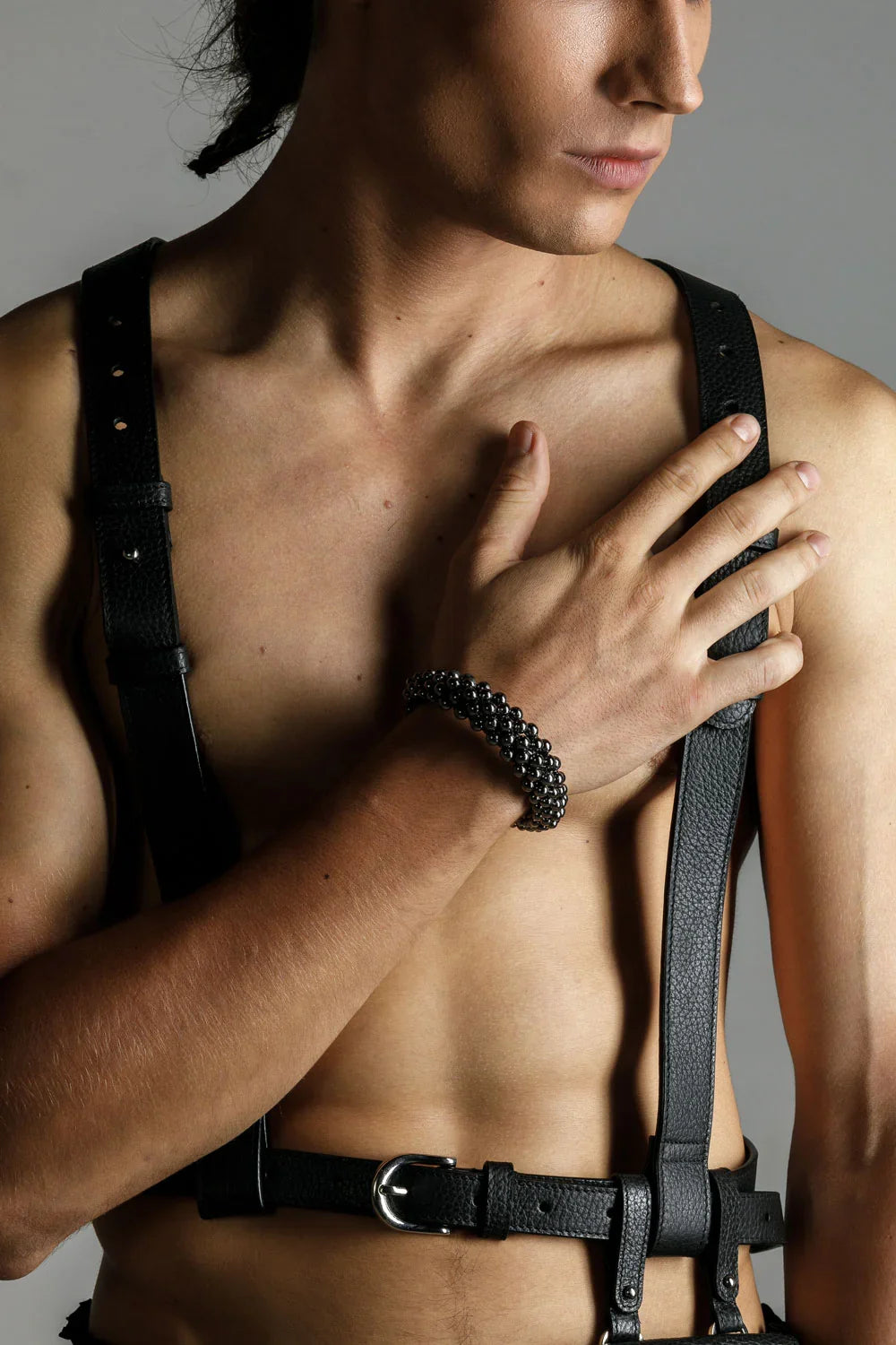 handcrafted modular cuff with polymer metal beads artemisia orbit supple cuff in jet black by Object&Dawn