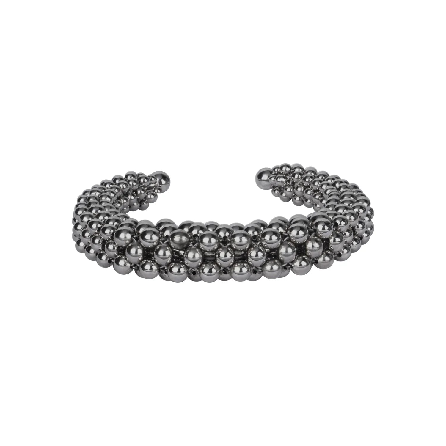 handcrafted modular beaded polymer metal beads in silver by object and dawn side worn