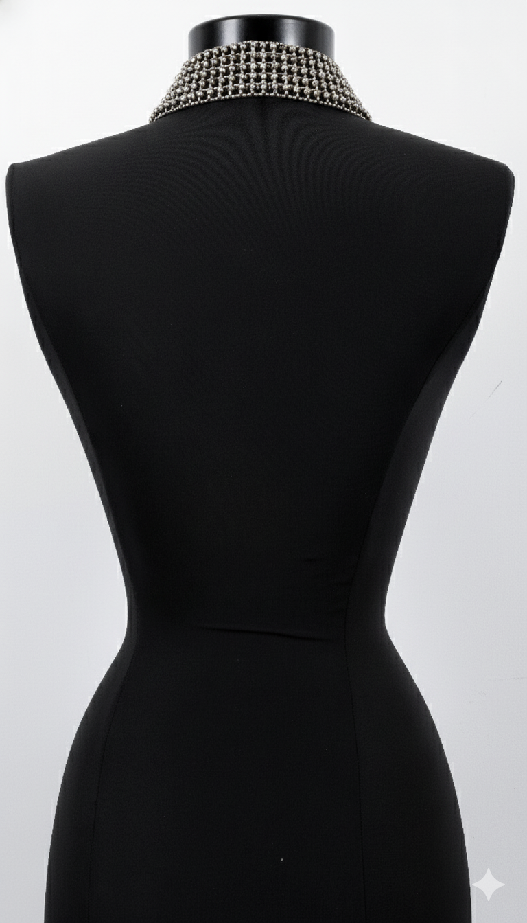 Beaded Tailored Collar with Removable Tie