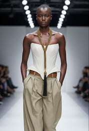 Beaded Tailored Collar with Removable Tie