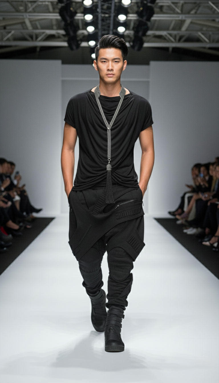 Beaded Tailored Collar with Removable Tie
