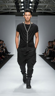 Beaded Tailored Collar with Removable Tie