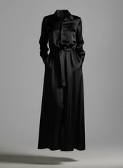 Anais Long Sleeve Silk Shirt Dress in Black