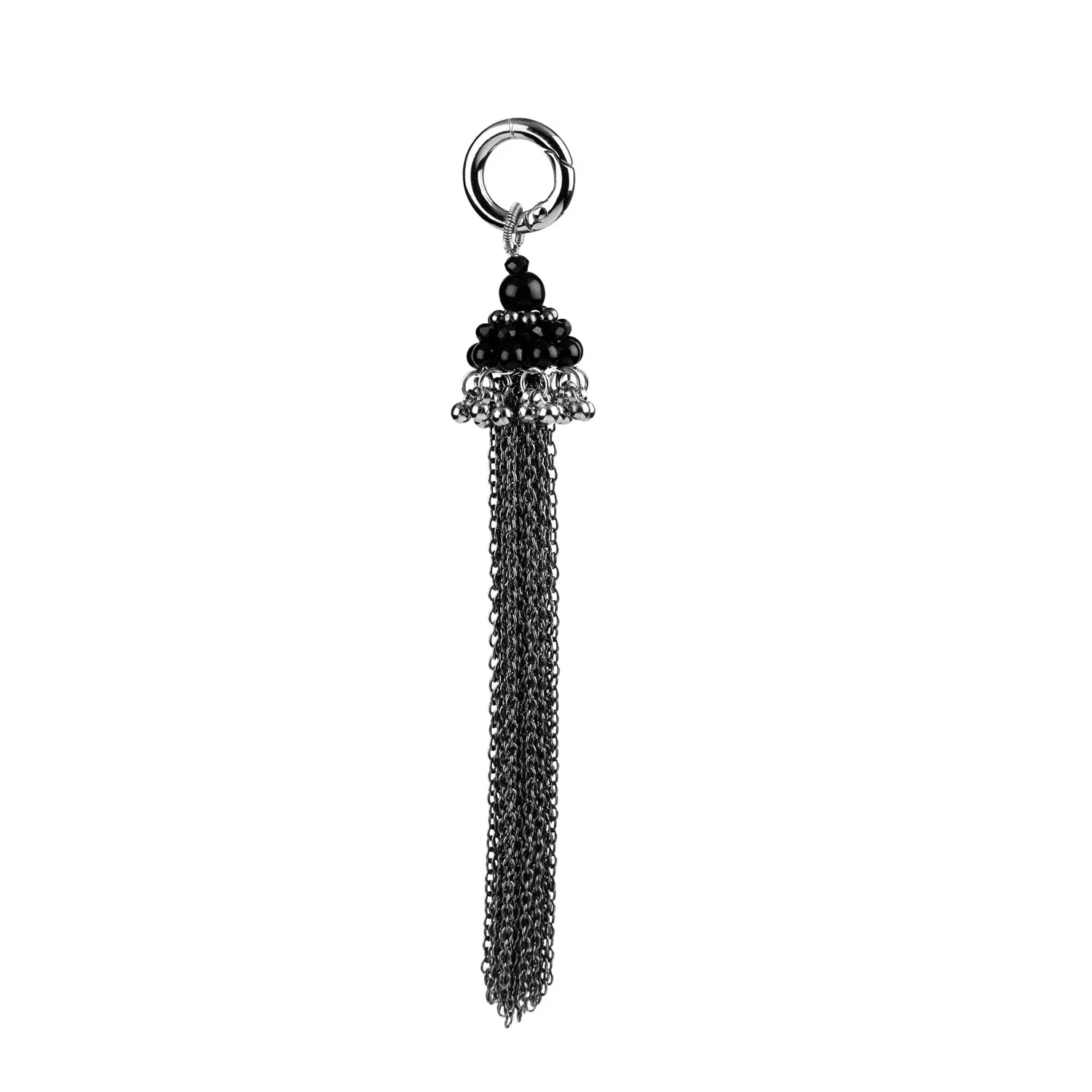 handcrafted beaded chain tassel in jet black by Object & Dawn
