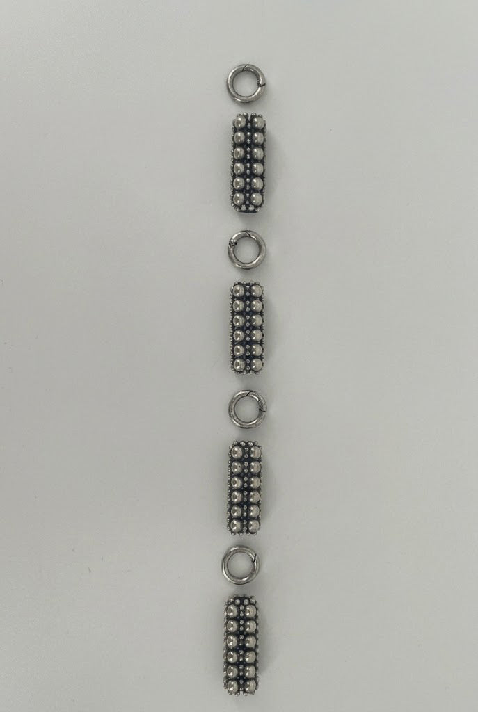 Object & Dawn headband featuring silver intricate beaded links with unconected claps craftsmanship