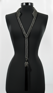 Beaded Tailored Collar with Removable Tie