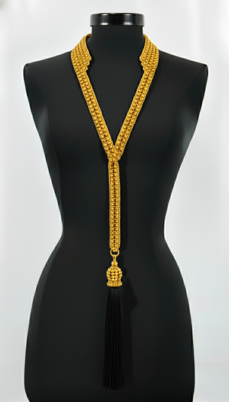 Beaded Tailored Collar with Removable Tie