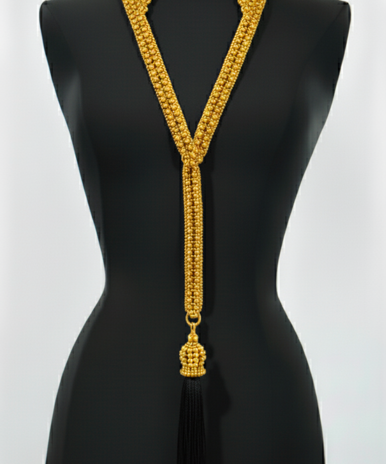 Beaded Tailored Collar with Removable Tie