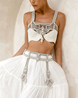 Teuta Modular Pearl Beaded Belt | Luxury Bridal Sash with removable Bow Medallions