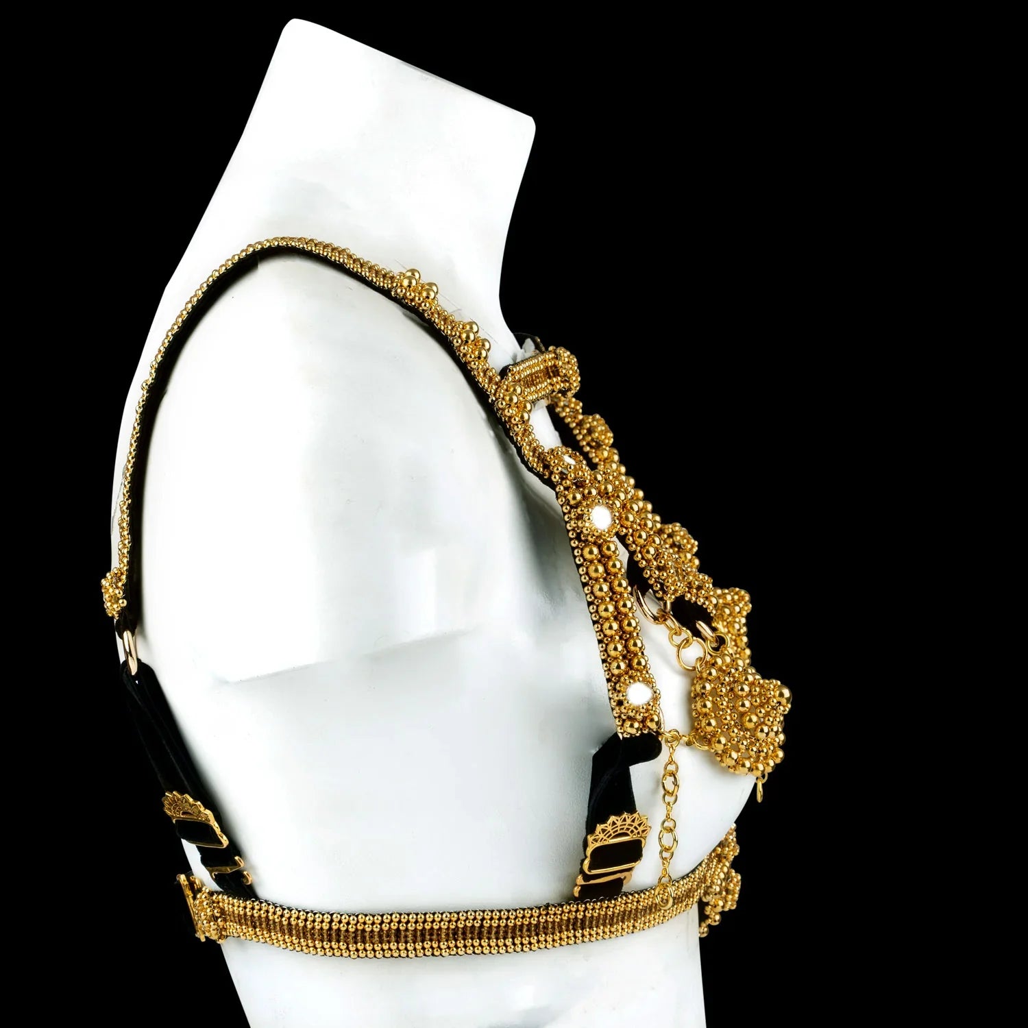 Object & Dawn Elohim Modular Harness in gold, modular fashion, ghost image