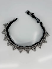 handcrafted eingana hatband in silver by object & dawn with black hat