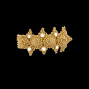 handcrafted modular crown with 22k gold washed on silver coated polymer beads by object and dawn ghost image in black background side view