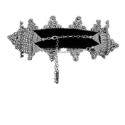 handcrafted modular crown by silver coated polymer beads by object and dawn ghost image in white background back view