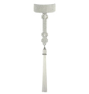 T-shaped pearl necklace with tassel ghost image on a white background