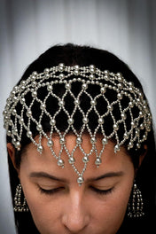 detail beads of handcrafted modular headband polymer silver coated by object and dawn