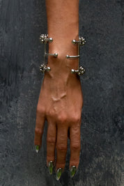 Hera Beaded Cuff in Silver