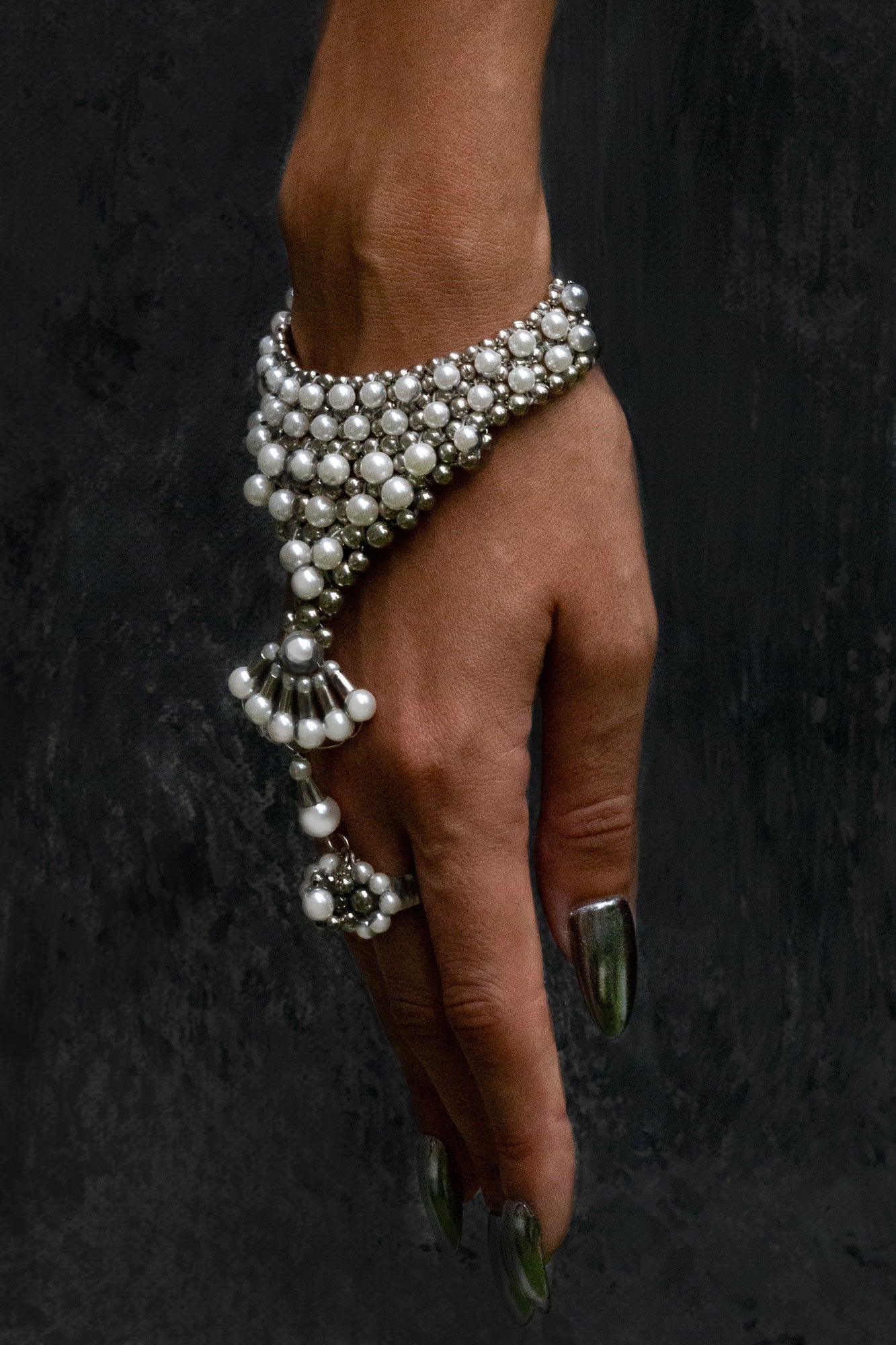 Mata Hari Ring & Hand Jewelry in Pearl