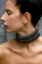 HELIOS Siamese 3D Choker in Jet Black