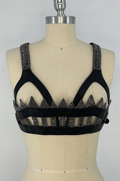 Lister Beaded Architectural Leather Cage Top