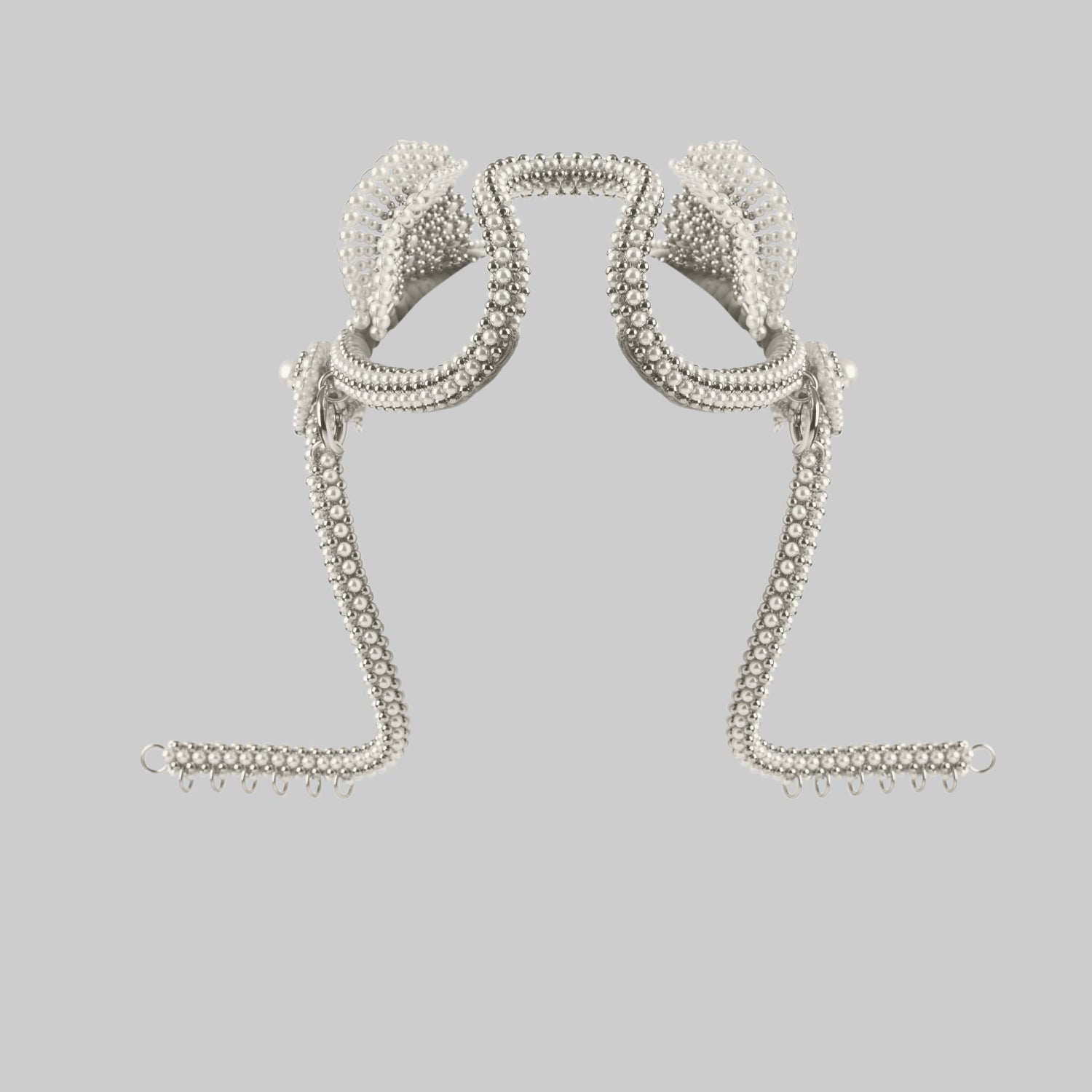 Jas Modular Headpiece System w/Face Chain in Pearl