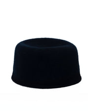 Janelle Modular Pillbox Hat in Black Felt