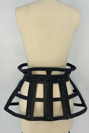 Jas Leather Cage, Cage Top by Object & Dawn on mannequin with white background