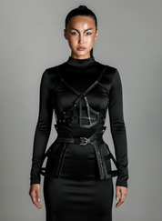 Jas Leather Cage Skirt - Black