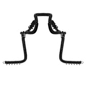 handcrafted modular beaded jas headpiece system in jet black on white background back view