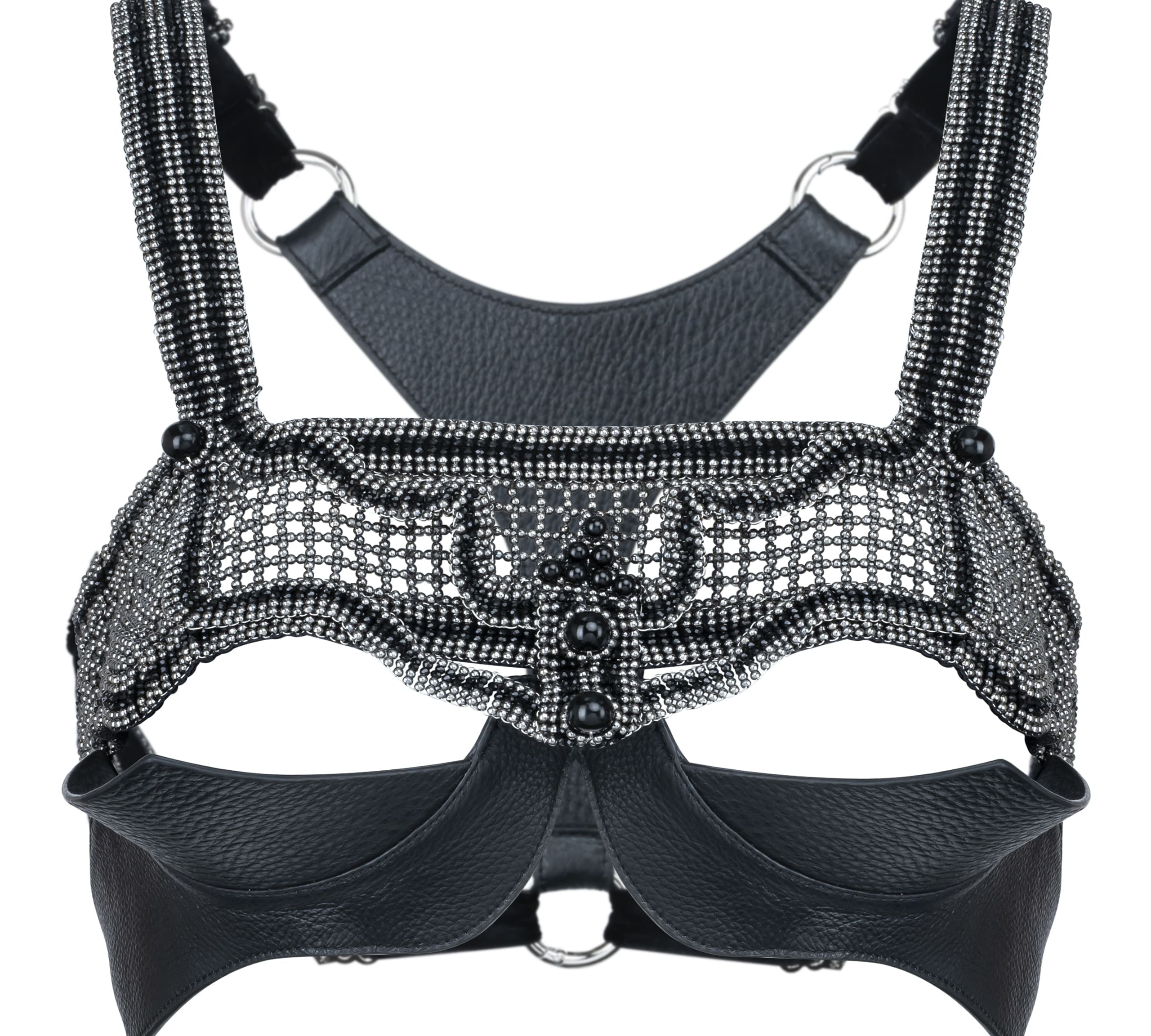Khutulun Beaded Modular Top with Leather Balconette Bra –  4 Color Variants