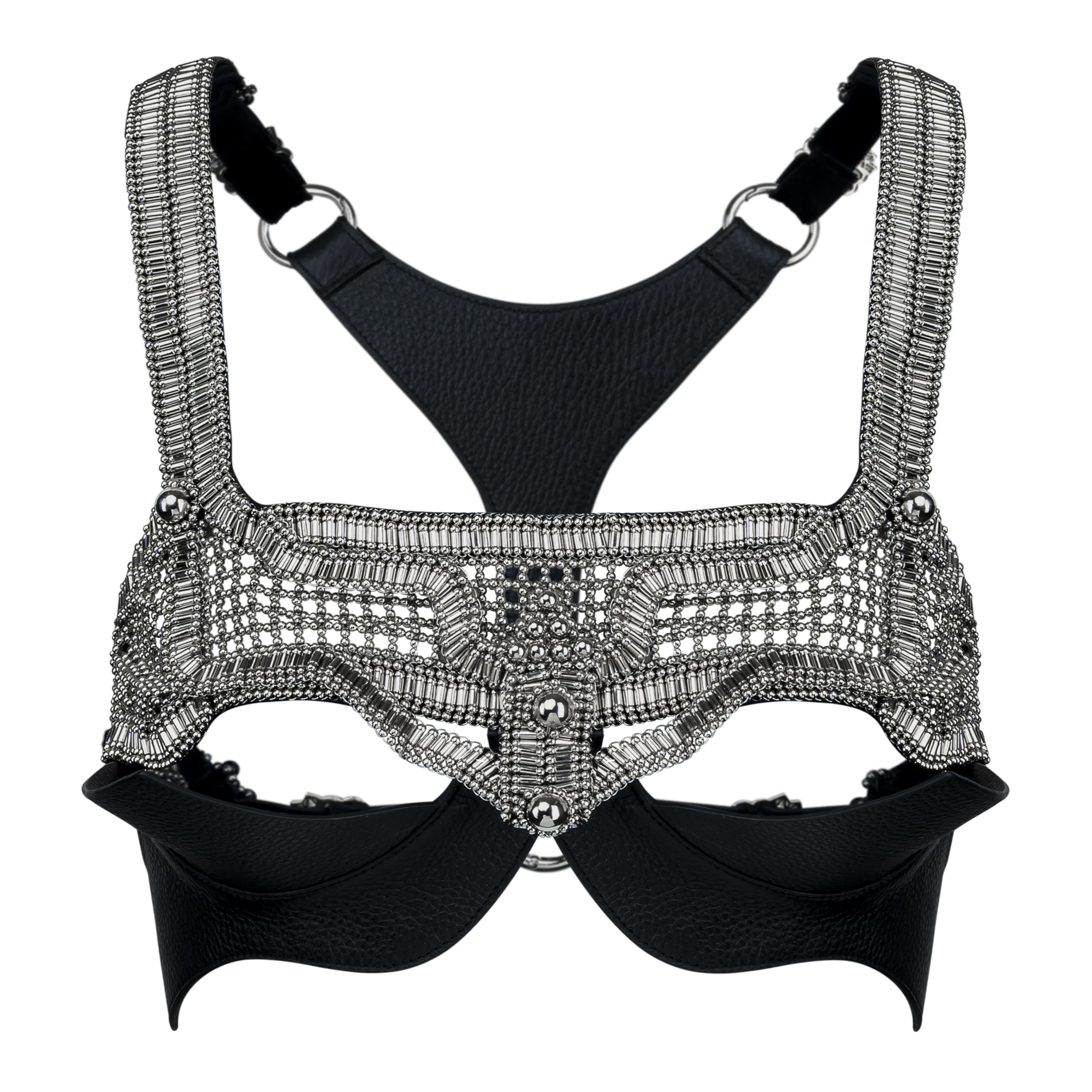 ghost image of handcrafted khutulun top with premium leather bra
