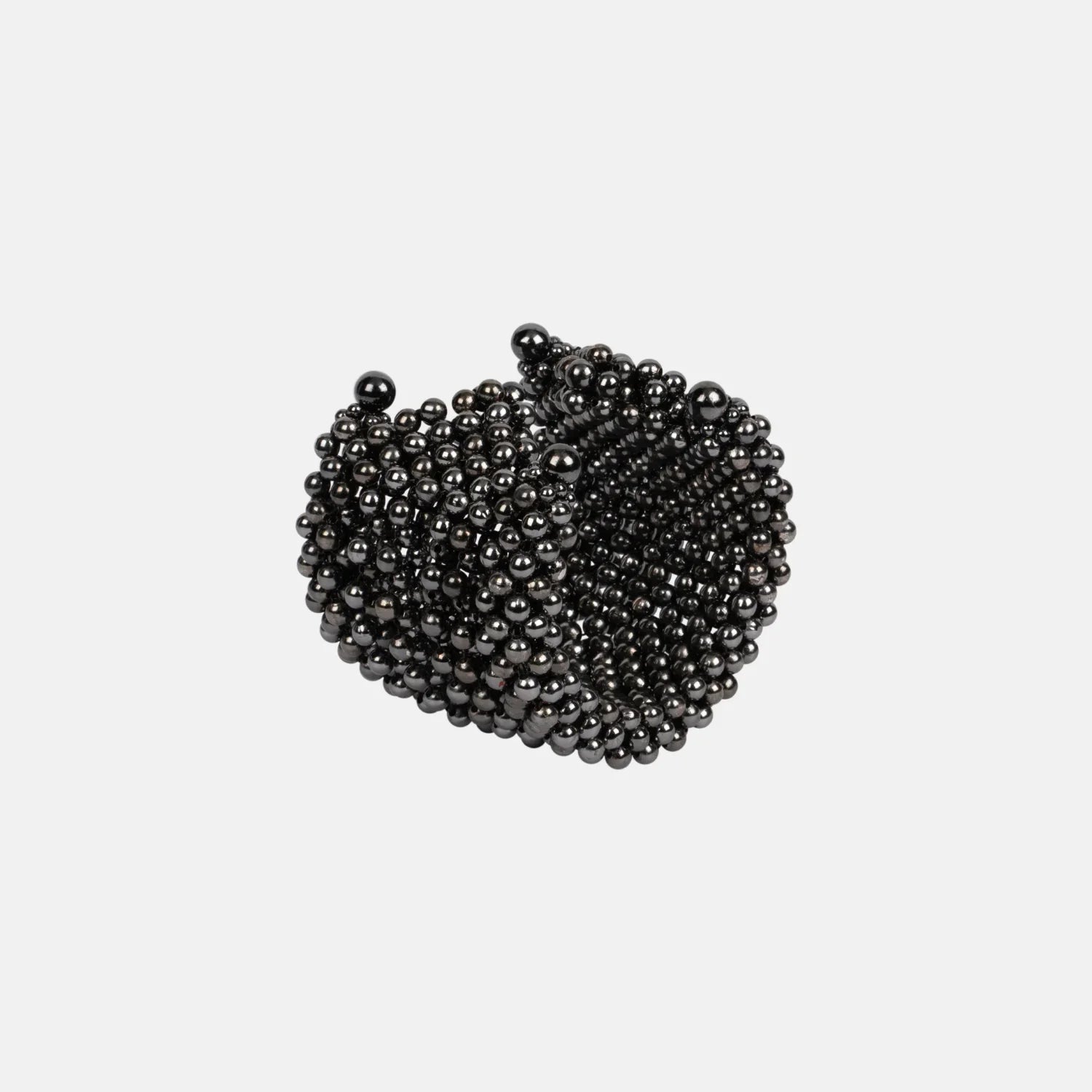 Khutulun 4d cuffs beaded adjustable high quality polymer metal beads jet black from object and dawn beads detail ghost image