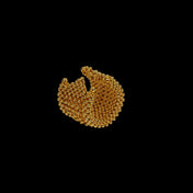 handcraftef khutulun beaded modular 22k gold wash on polymer siler metal beads ghost image side view on black background