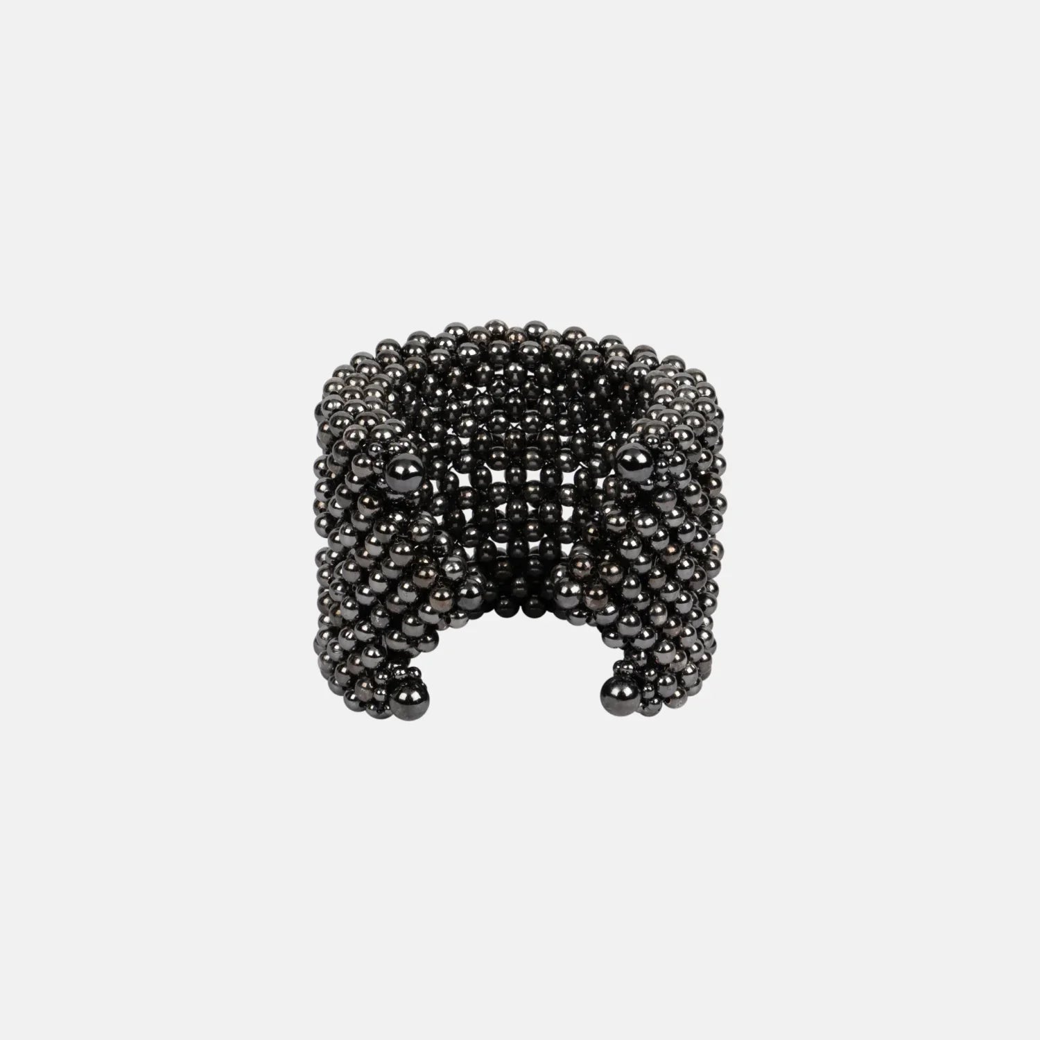 handcrafted polymer metal beads grey Khutulun 4D Supple Cuff from object and dawn front view ghost image
