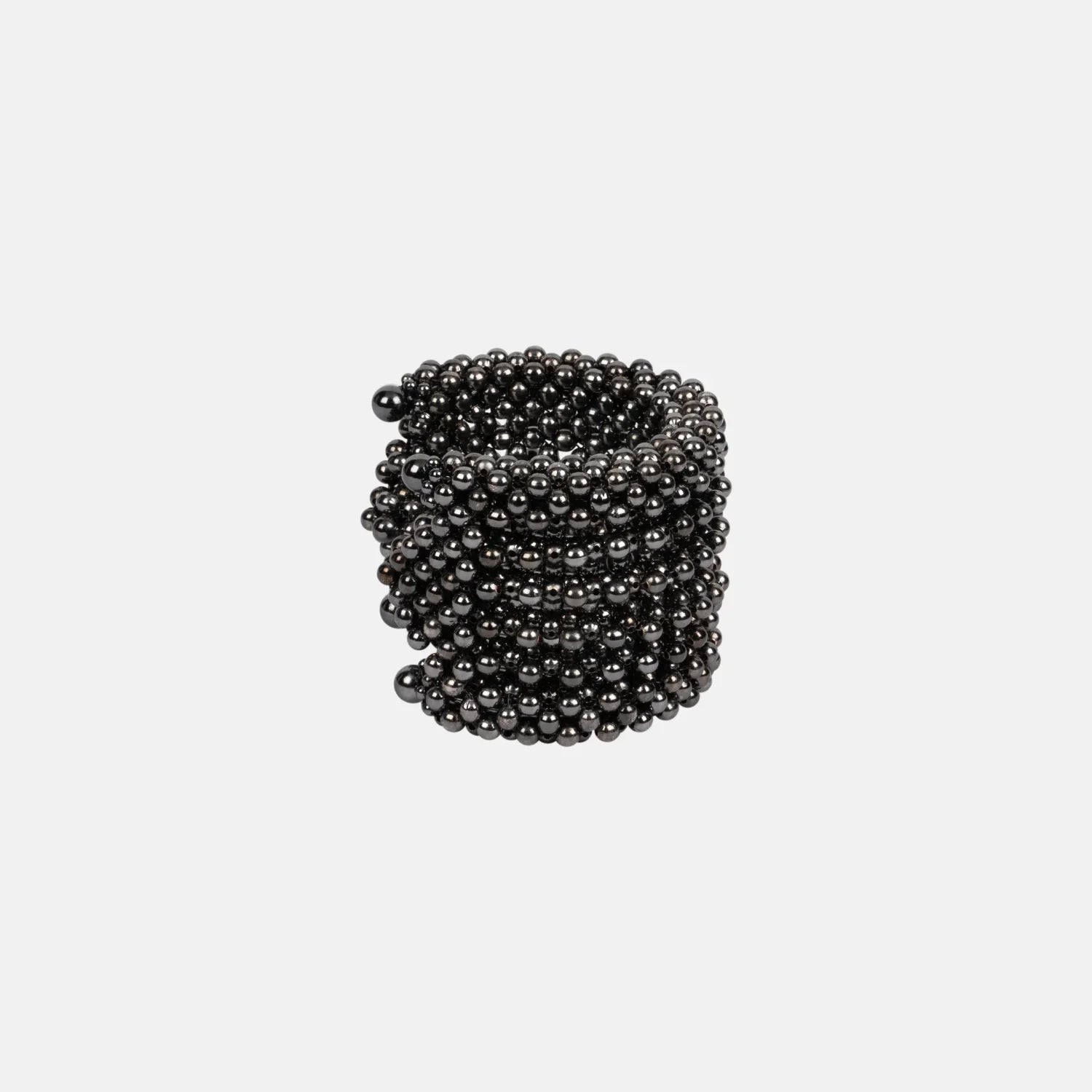 Khutulun 4d cuffs beaded adjustable high quality polymer metal beads jet black from object and dawn side view ghost image