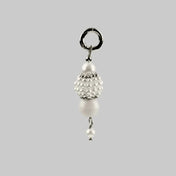 handcrafted beaded medallion with japanese pearl medallion and polymer metal beads silver ghost image